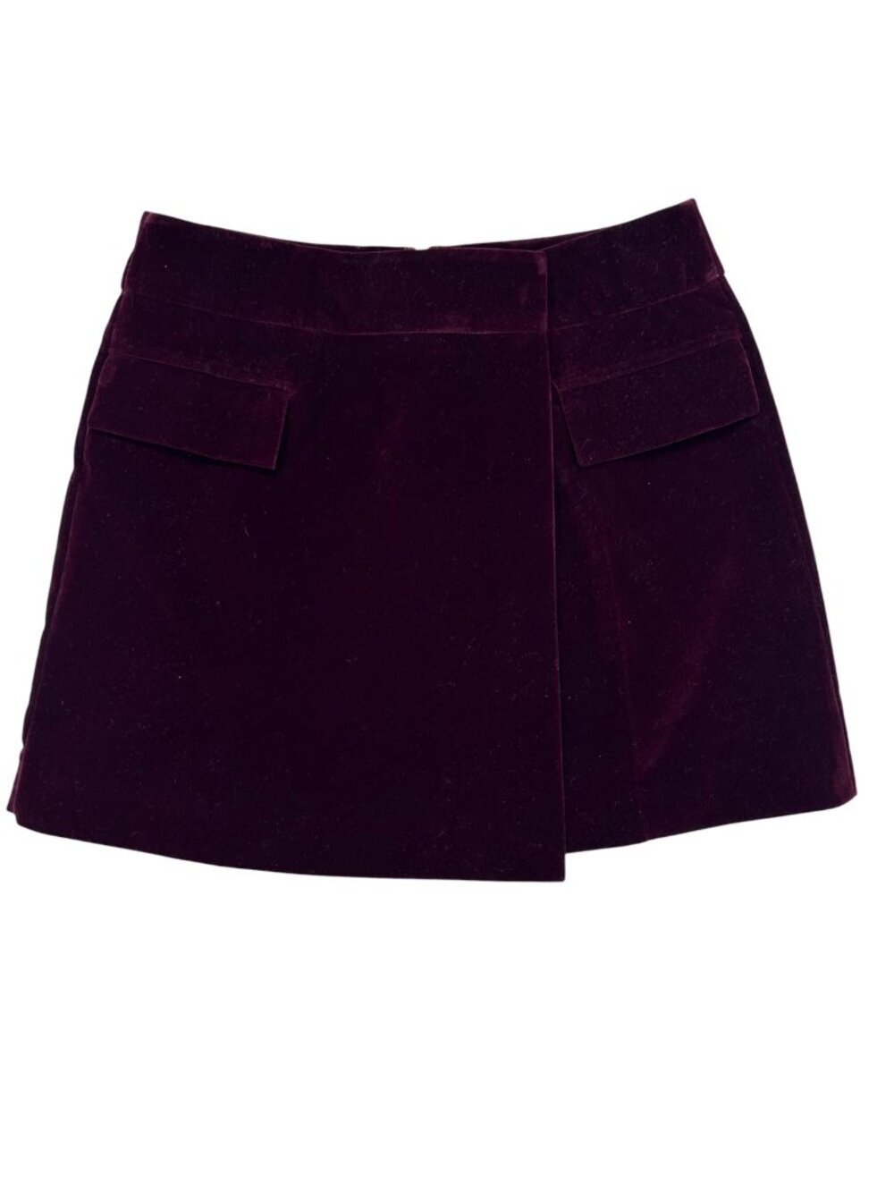 COMMENSE Asymetric Mini Skirt Small Velvet Wine Fall Office